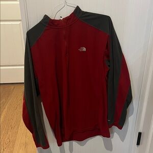 The North Face Red and Black Half-Zip Pullover